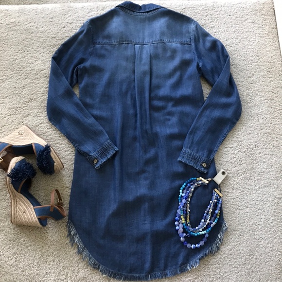 {Anthropologie} Fringed Chambray Tunic - Picture 6 of 7